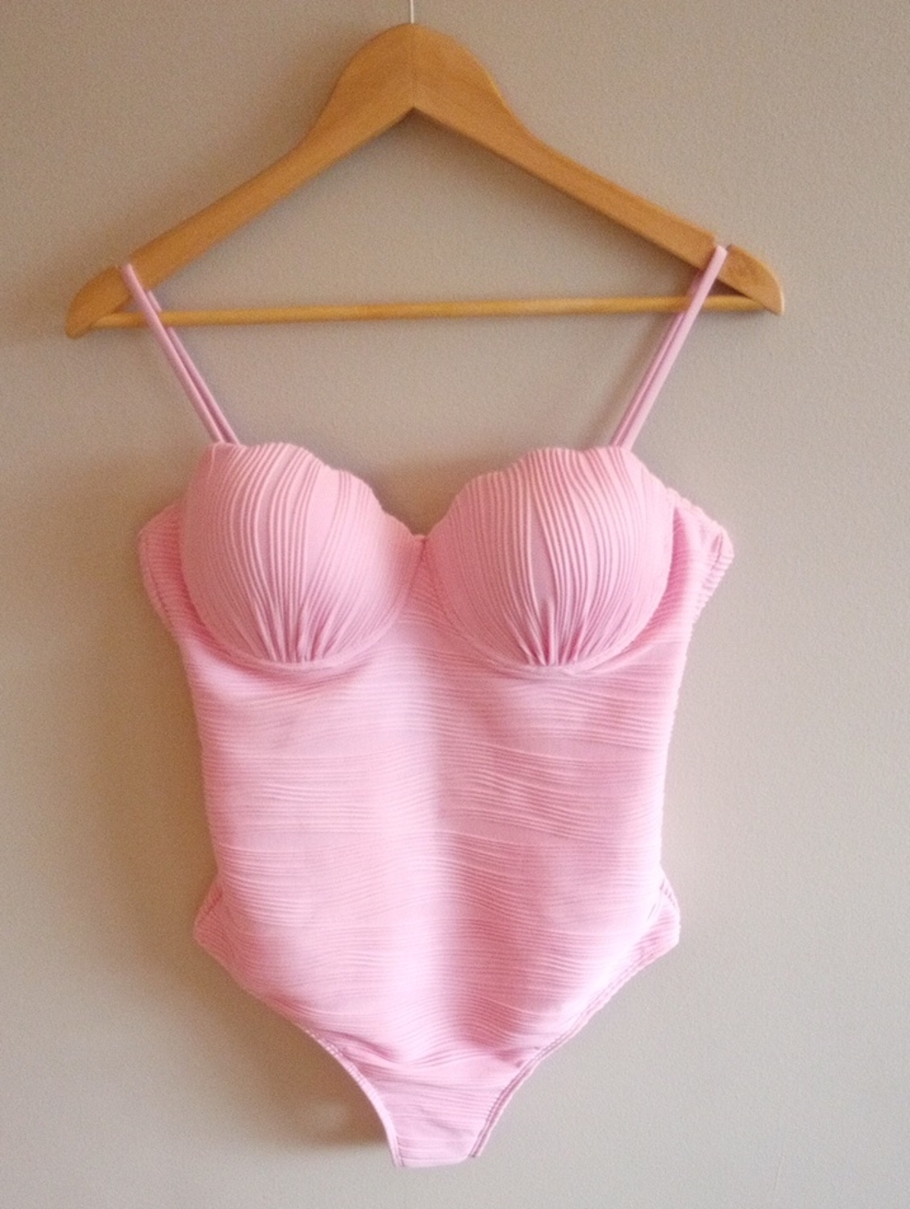 Mermaid Pink One-Piece Swimsuit with Molded Seashell Cups Size XL